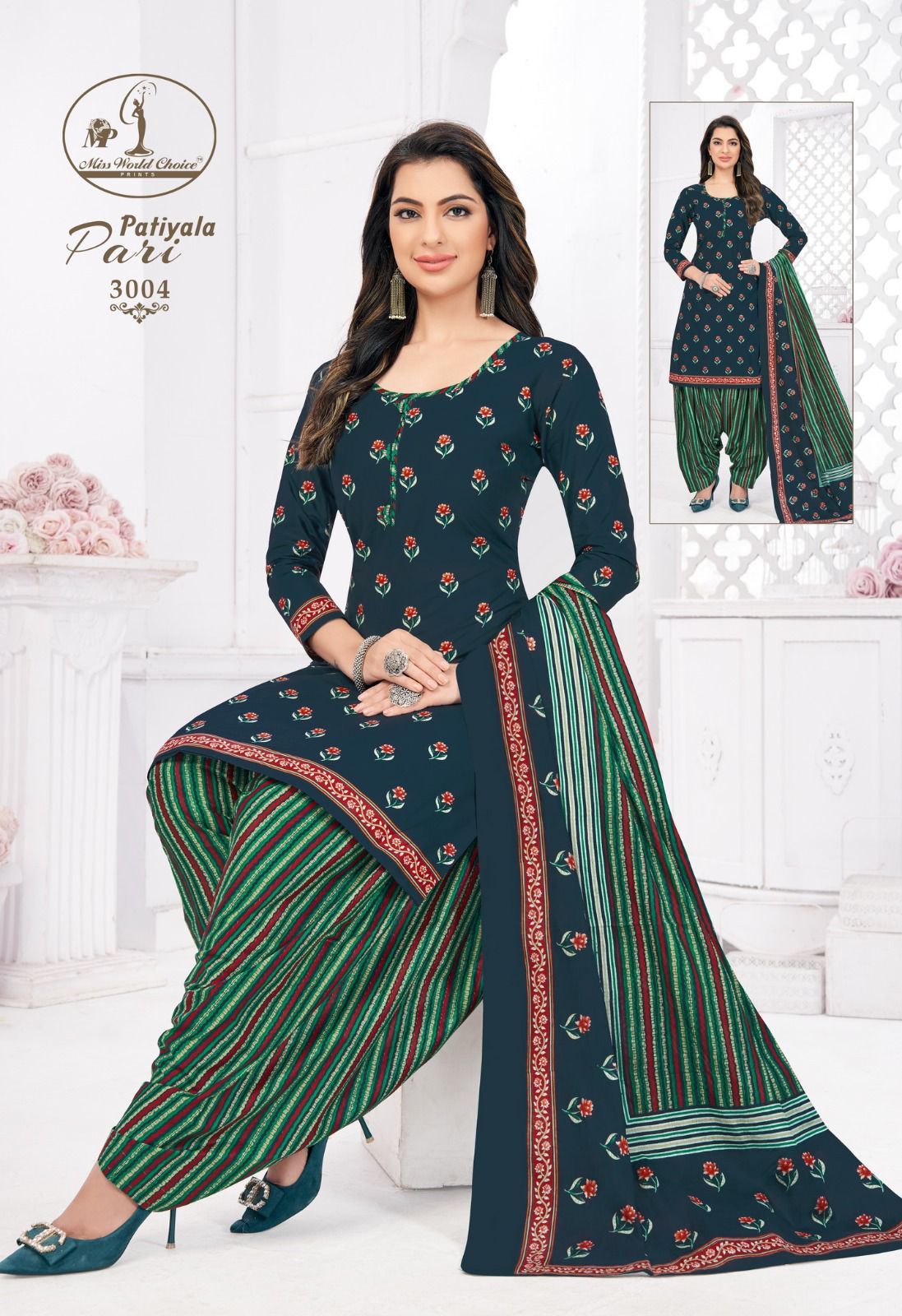 Miss World Choice Patiyala Pari 3 Printed Cotton Dress Material